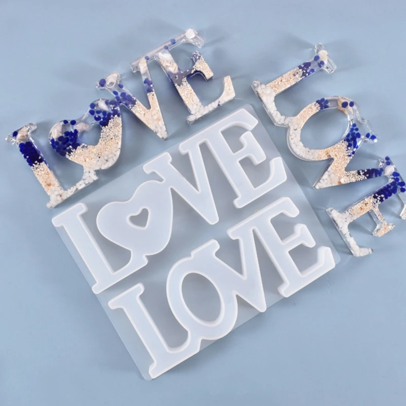 

Double LOVE English Words Doorplate Listed Hanging Tag Pendant Casting Silicone Mould Crystal Epoxy Resin Mold DIY Crafts Wax