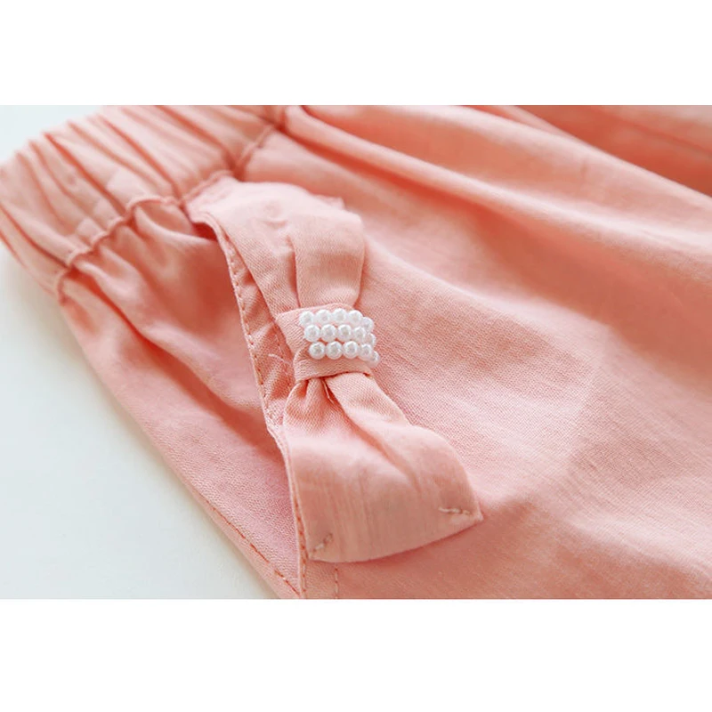 

Flofallzique Summer New 2020 Girls Shorts With Bow Five Points Loose Cotton Wide Leg Thin Casual Kids Clothes