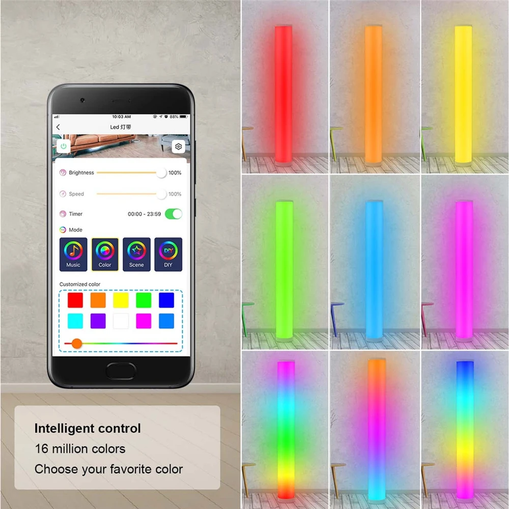Цилиндрическая светодиодная Напольная Лампа стоячий угол RGB симфония внутреннее