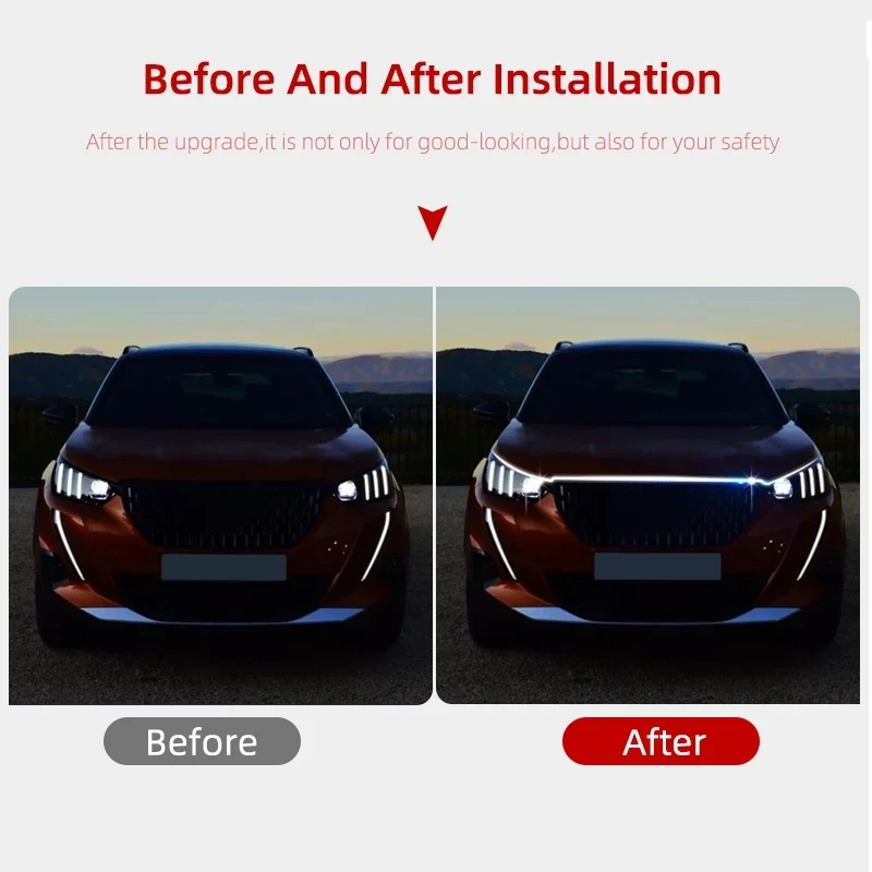Гибкая светодиодная лента DRL для капота автомобиля светильник дневные ходовые