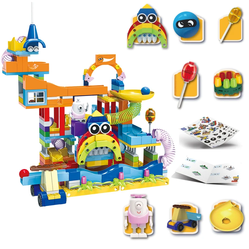 358 шт мраморные гоночные Кирпичи совместимы с Duploed Большие размеры строительные