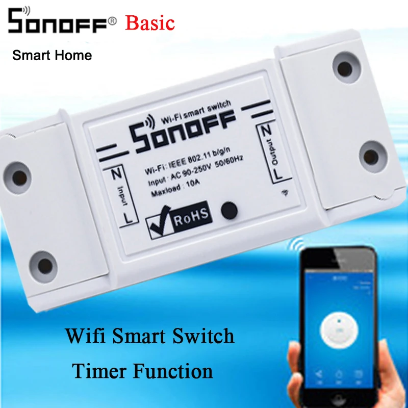 Умный Wi Fi переключатель Sonoff Dual/Basic дистанционное управление через приложение Ewelink