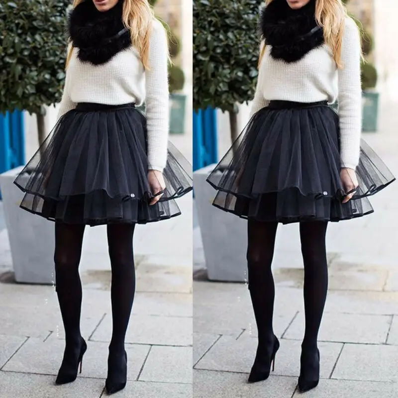 Fashion Women Black Tulle Skirt Layers Rockabilly Tutu Petticoat Ball Gown Ladies Casual A-Line Hot Sale | Женская одежда