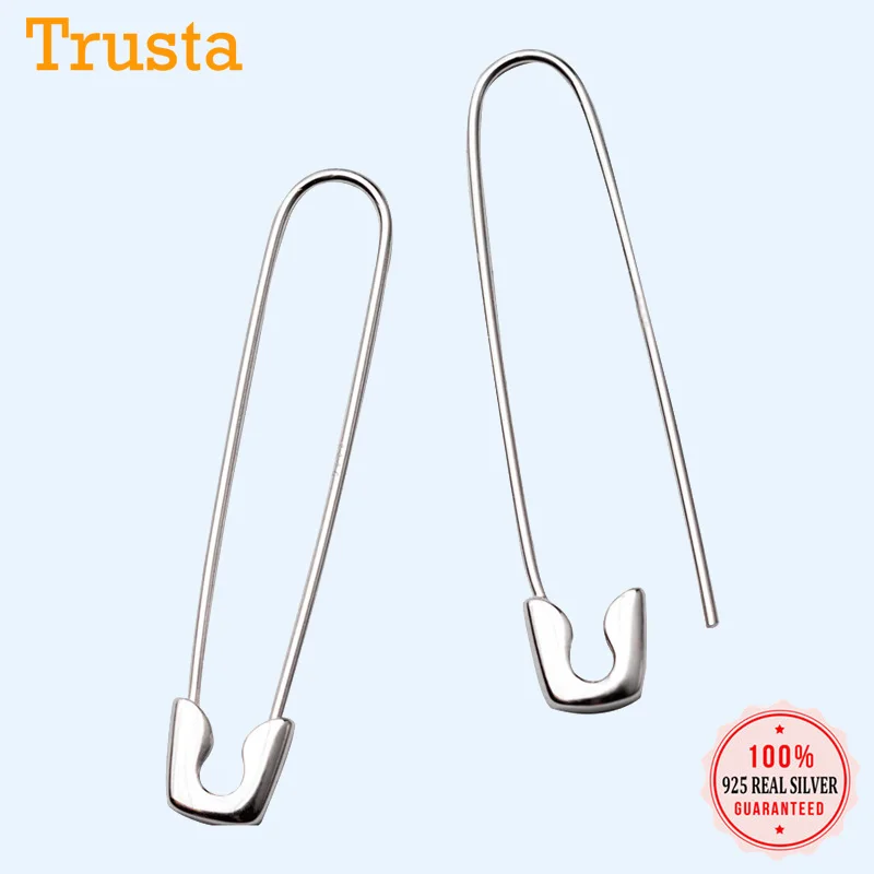 Trusta, 2 шт., женская мода, 925 пробы, серебряный зажим для бумаги, 3,7 см X 0,7 см, висячие серьги для девушек, леди, Женские Ювелирные изделия, DS639