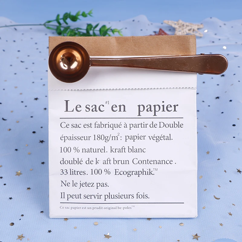 

Two-in-one Stainless Steel Coffee Spoon Sealing Clip Kitchen Gold Accessories