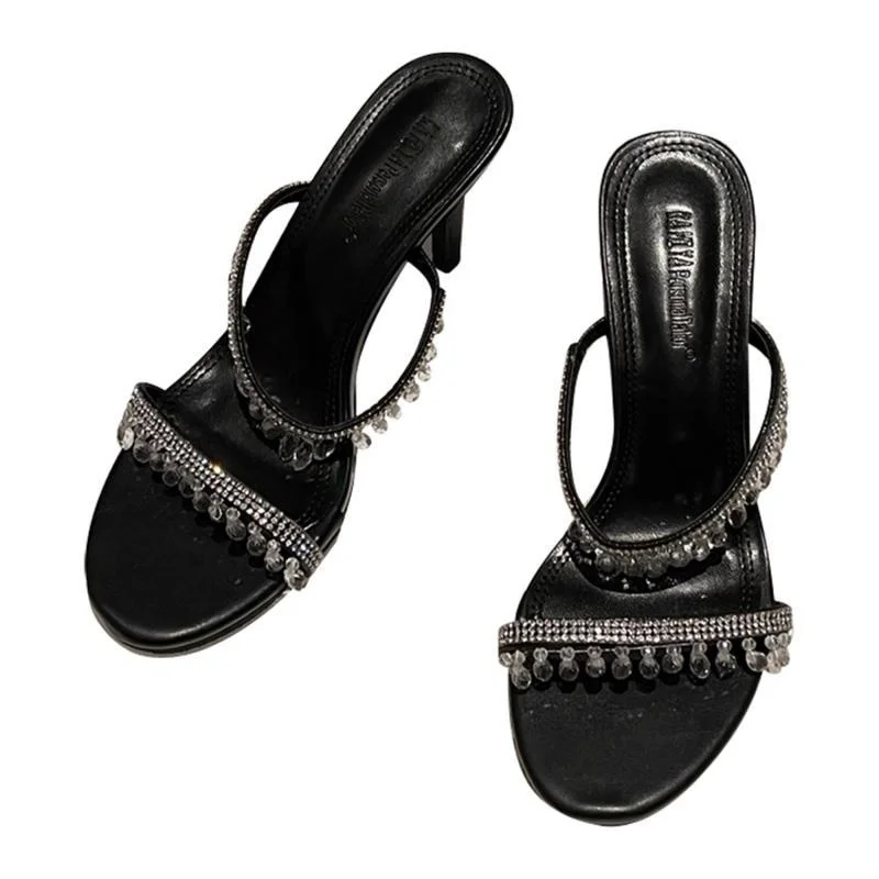 

2021 new Rhinestone open toe sandals crystal one line with sandals
