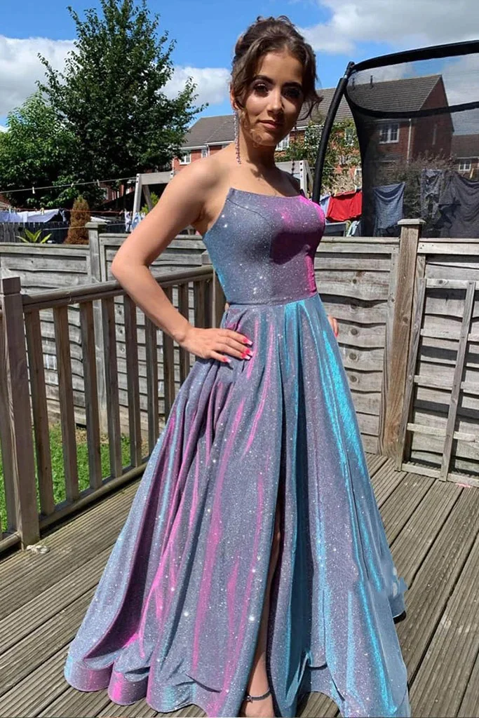 Sweetheart Shiny Sequins Evening Dresses Long 2020 Side Split Abiye Gece Elbisesi A-Line Robe De Soiree Vestidos Fiesta |