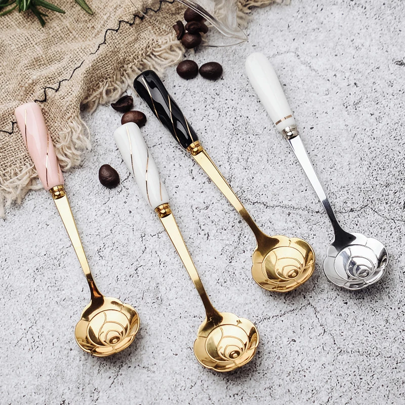 

Tableware Coffee Spoon Of Stainless Steel Creative Cute Ice Cream Spoon Stirring Coffee Spoon Gilded For Kitchen Tool Coffeeware