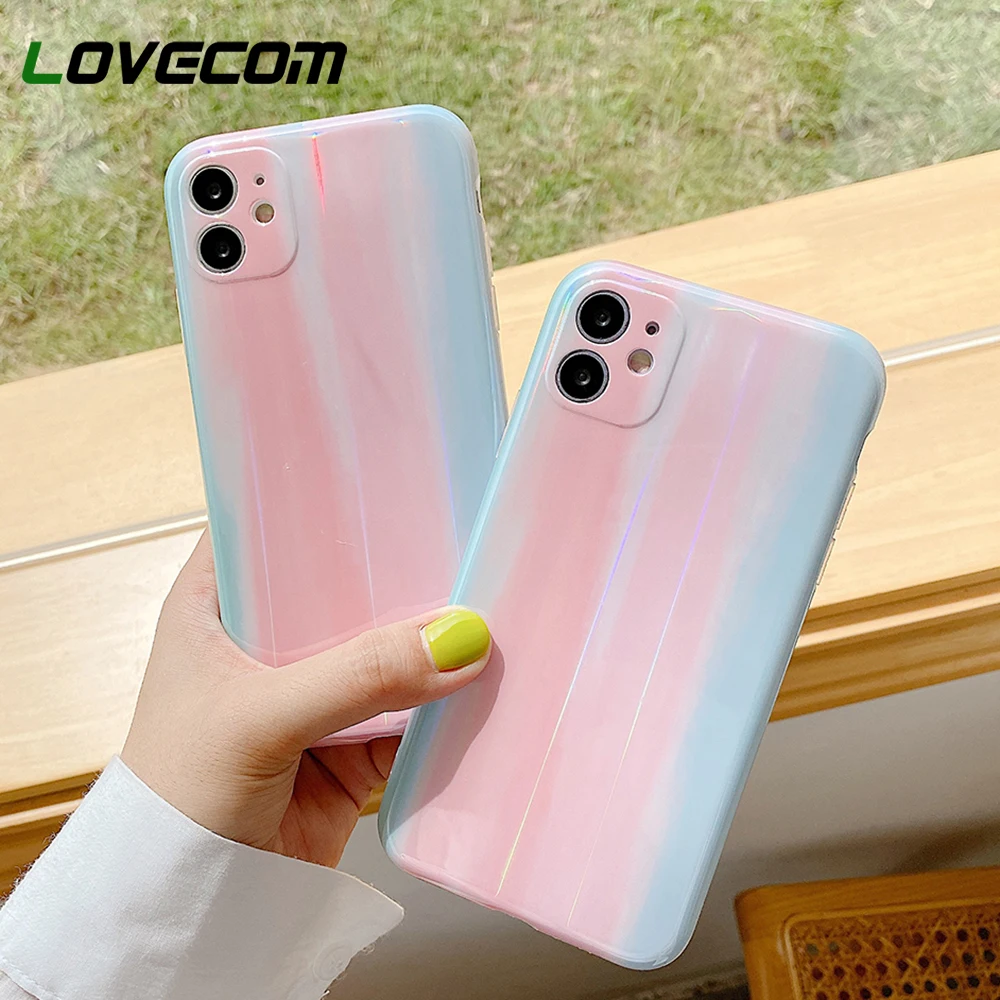 LOVECOM Laser Aurora голографический чехол для телефона iPhone 11 Pro Max XR X XS 7 8 Plus SE 2020 мягкий IMD
