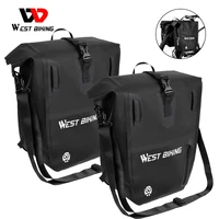 west biking bicycle trunk bag tpu 100 waterproof mtb road bike panniers 25l large capacity shoulder bag cycling accessories