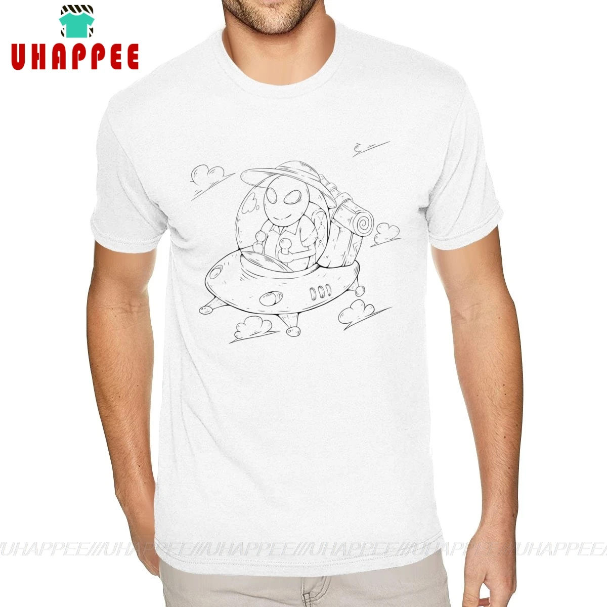 Летняя футболка с изображением инопланетянина для отдыха и путешествий белая