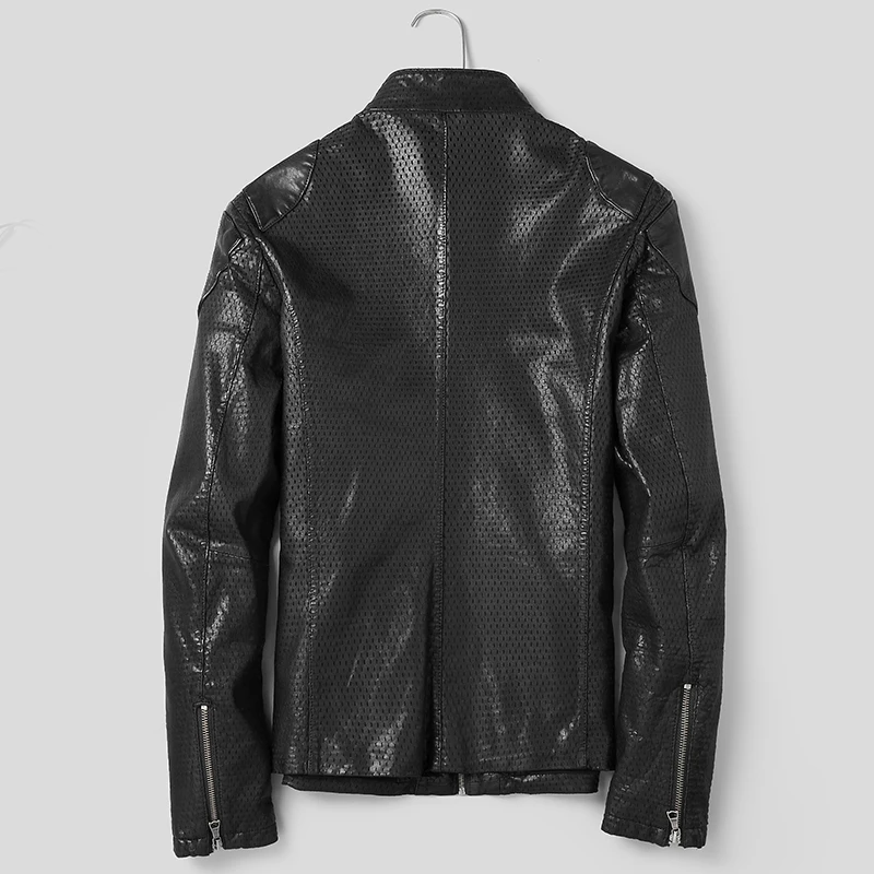 Куртка мужская из натуральной овечьей кожи тонкое кожаное пальто с дырками