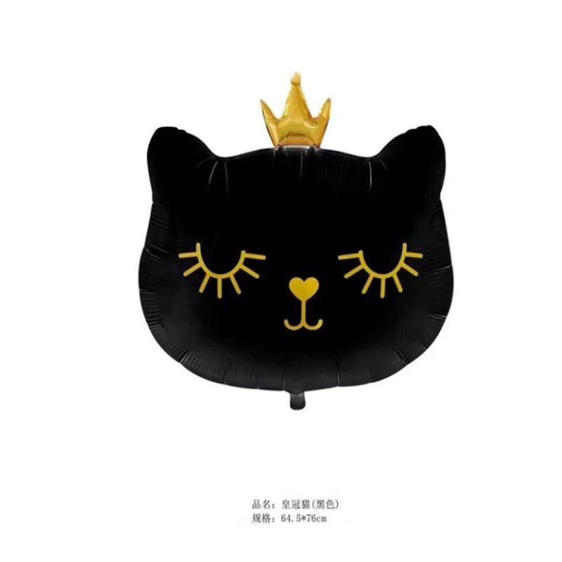 10 Uds gran corona gato globo de la cabeza Globos de papel de aluminio de gato lindo globo de helio de cumplea&ntilde;os decoraci&oacute;n infantil de juguetes Globos proveedor para eventos y fiestas-2