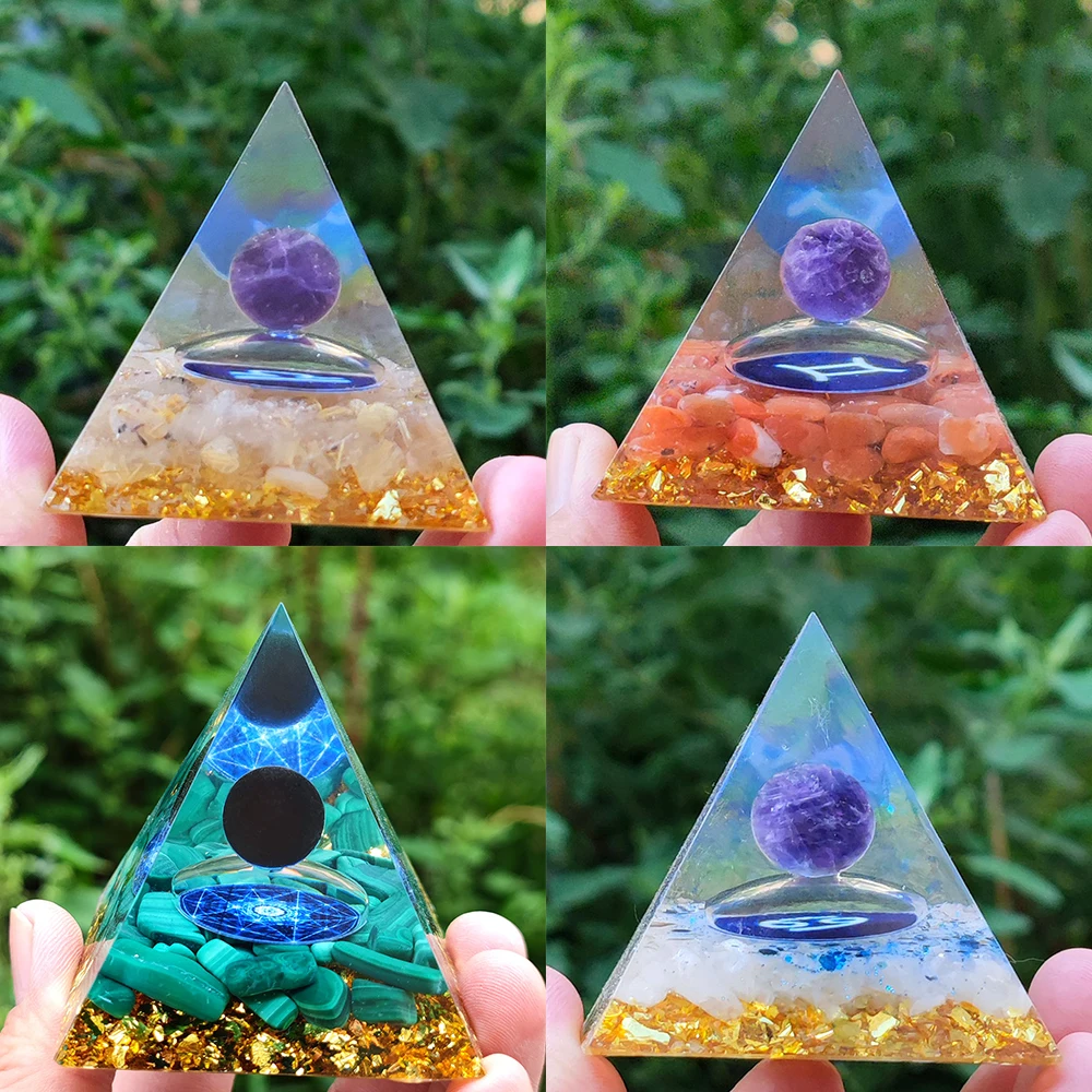 

Orgonite Pyramid Peridot Healing Crystal Energy Generator Pyramid Symbolizes Lucky Gather Fortune Protection Meditation Decor