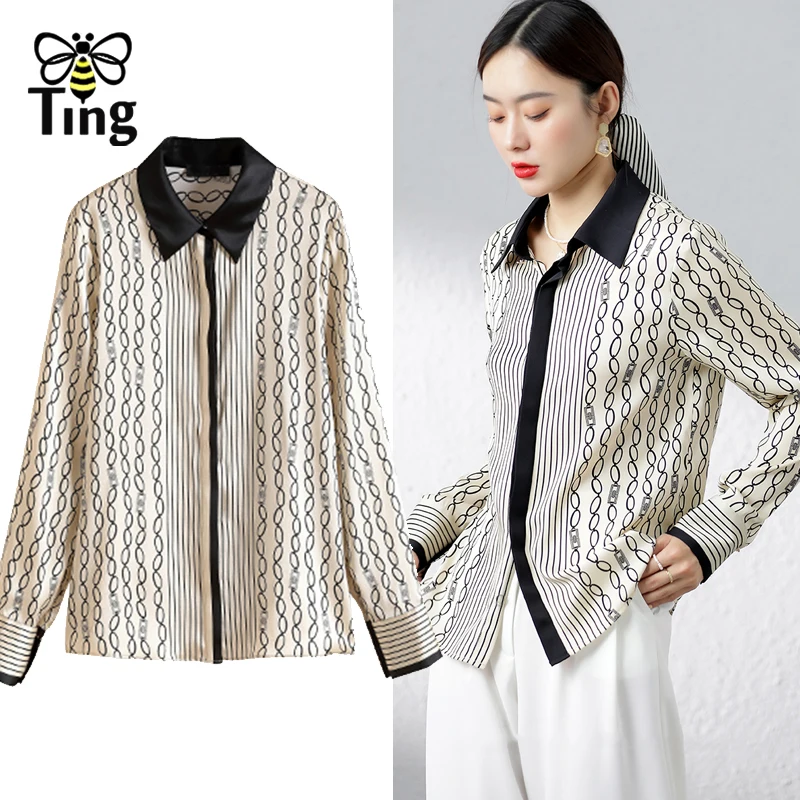 Tingfly Женская мода с геометрическим принтом Повседневная Блузка длинным рукавом и