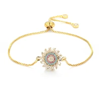 fashion womens rainbow sun bracelets jewelry gold cz colorful zircon bracelet bangle adjustable chain bracelet for women