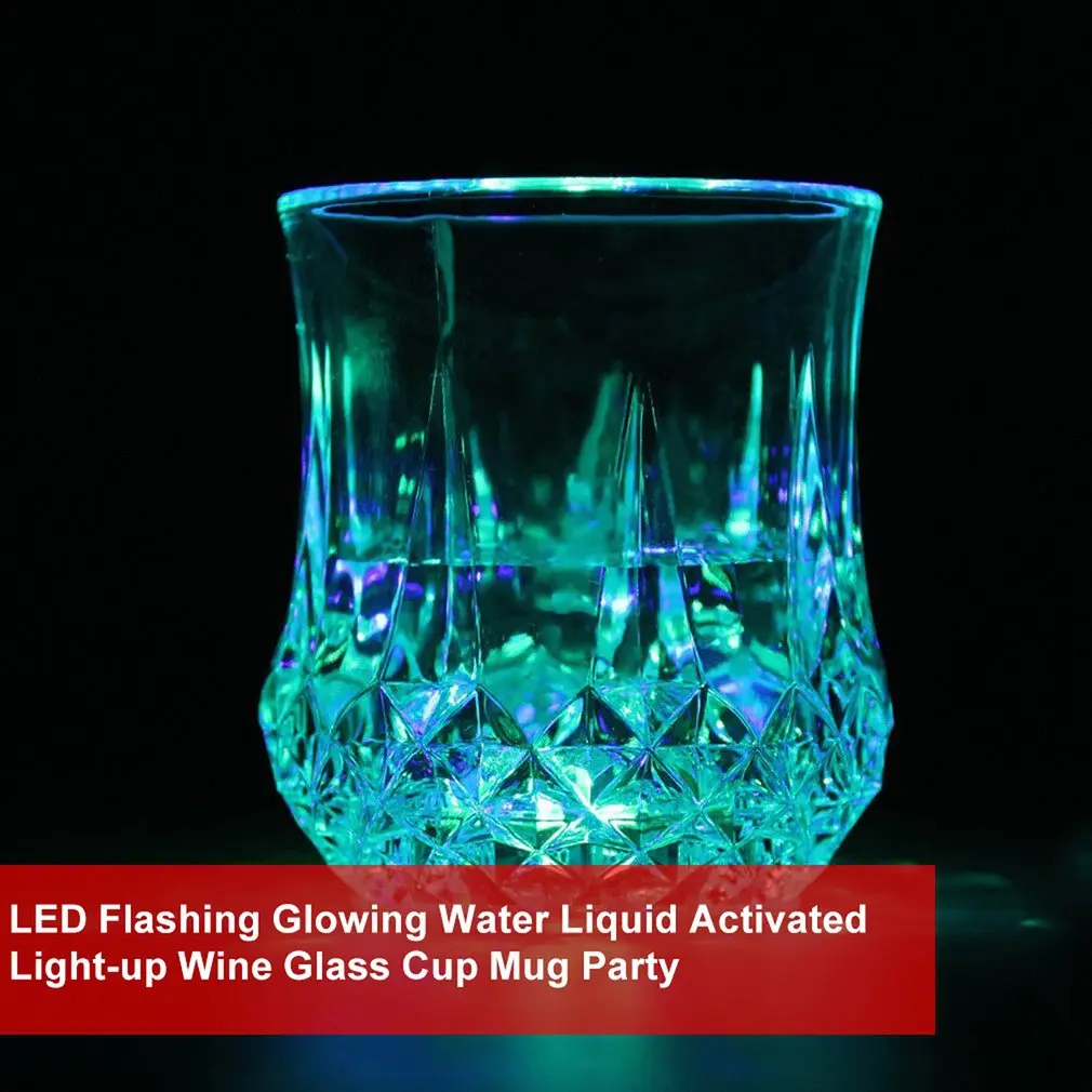 Dropshipping LED Flashing Glowing Water Liquid Activated Light-up Wine Beer Glass Cup Mug Luminous Party Bar Drink Wholesale | Лампы и