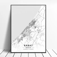 rabat map poster morocco black white art print wall art picture nordic decoration canvas painting living room home decor
