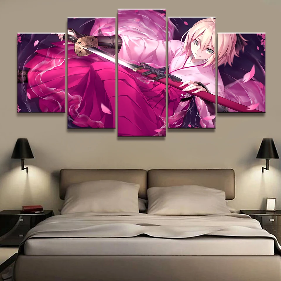 Настенные модульные плакаты с изображением персонажей мультфильмов 5 панелей