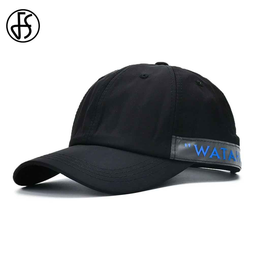

FS Solid Korean Letter Labeling Baseball Caps Summer Street Wear Trucker Cap For Women Men Snapback Plain Dad Hats 2020