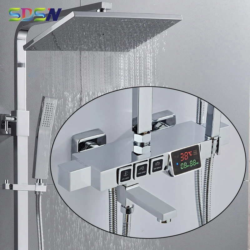 Хромированный набор для душа SDSN роскошная цифровая система ванны квадратная