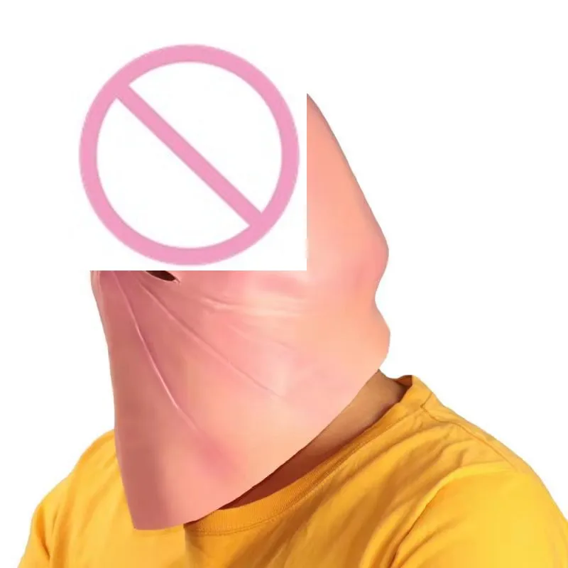 Реалистичный пенис маска на голову латекс шлем для пениса косплей Забавный