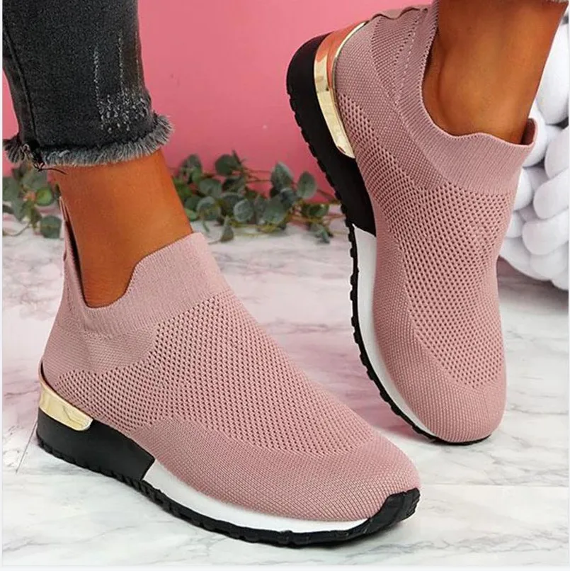 

LITTHING LITTHING Women Shoes Knitting Sock Sneakers Women Spring Summer Slip On Flat Shoes Plus Size Loafers Flats Walking