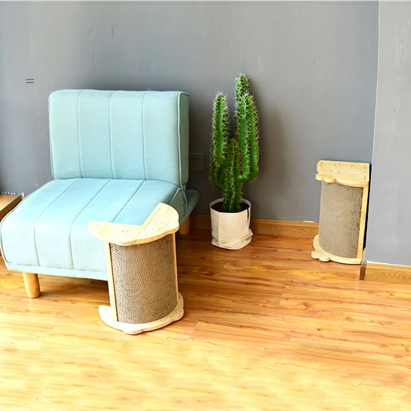 

Wood Cat Scratching Post Wall Cardboard Corrugated Scratch Board Paper House Nail Scraper Cat Interactive Toys Kitten Furniture