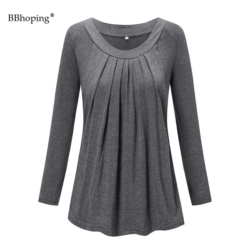 Топы для кормящих матерей серого цвета повседневные рубашки с длинным рукавом и