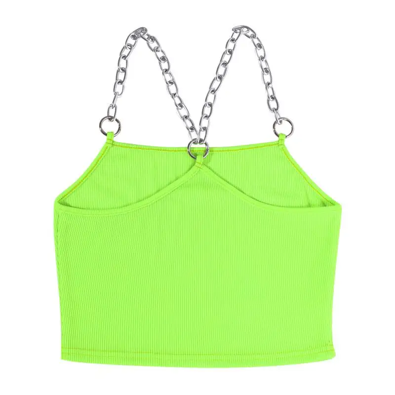 European and American Popular 2020 Summer Women's New Iron Chain Strap Navel Vest Short
