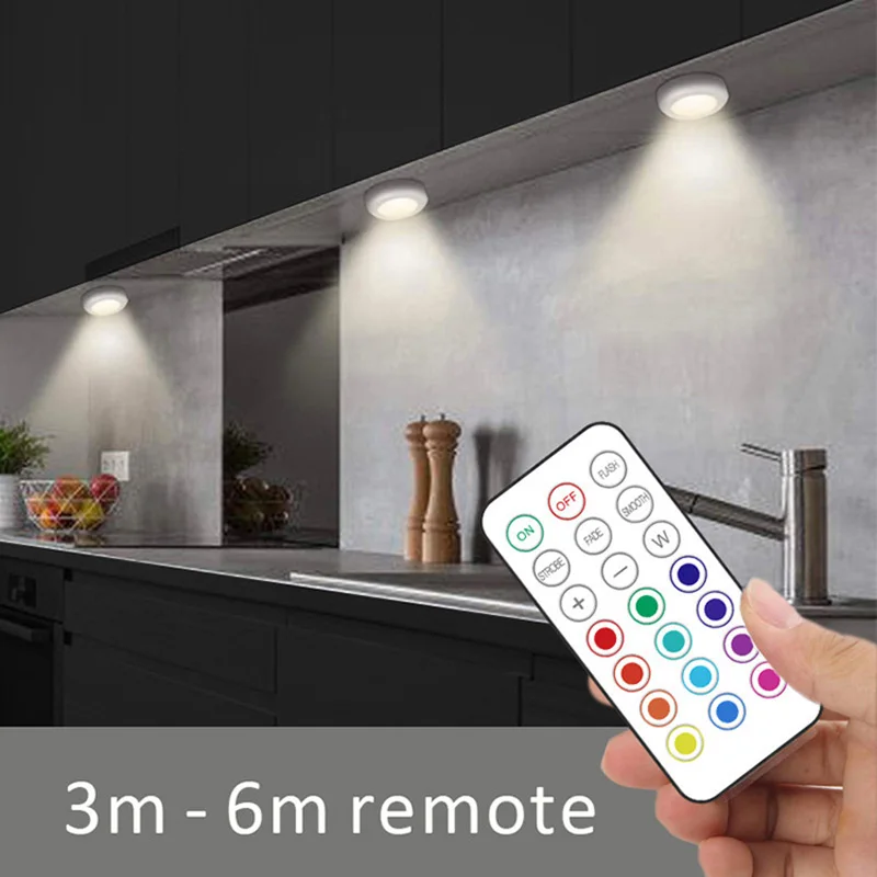 Беспроводной светодиодный светильник для шкафа лампа RGB с регулируемой яркостью