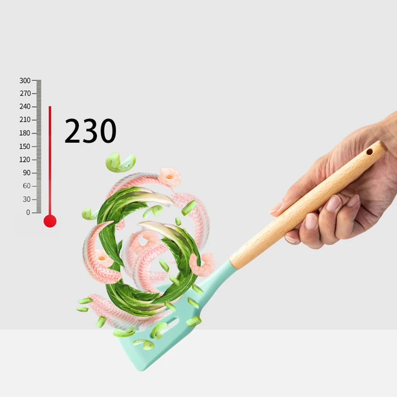 1pcs Silicone Kitchen Cooking Tools Spoon Egg Beaters Dinnerware Spatula Non-stick Baking Utensil Heat Resistant Accessories | Дом и сад