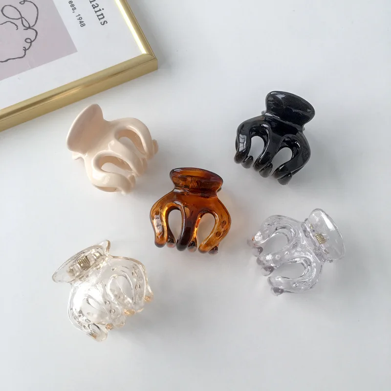 

New Style Women Small Acrylic Hair Claw Black Brown Hair Clip Cute Simple Hair Holder Hair Grip Vintage Hair Bun Clip Headwear