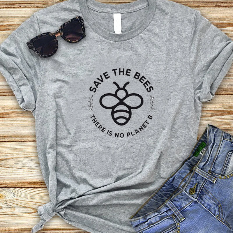 Save The Bees There Is No Planet B Slogan Print Women T Shirts Streetwear Cotton Graphic Tees Help More Tops Dropshipping | Женская