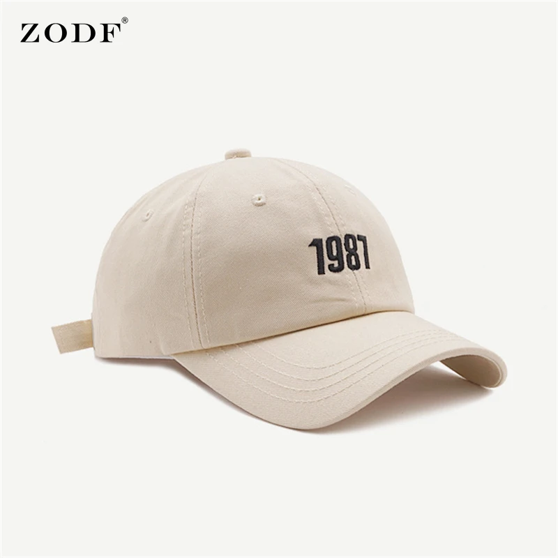 

ZODF Chic Women Casual Baseball Caps 1987 Embroidery Unisex Summer Cotton Visor Cap Outdoor Snapback Hats HY0101