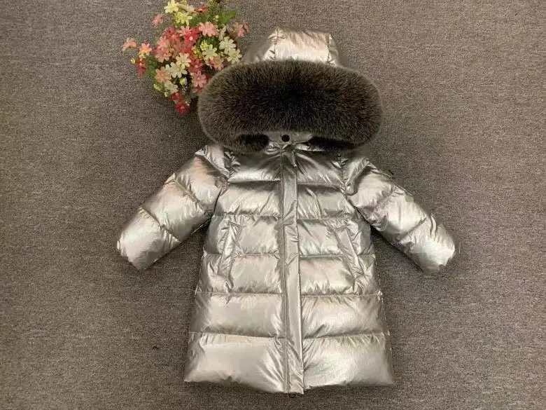 Модная зимняя одежда для девочек пуховая куртка, пальто теплая плотная куртка на утином пуху для маленьких детей до-25 градусов, верхняя одежда, куртка