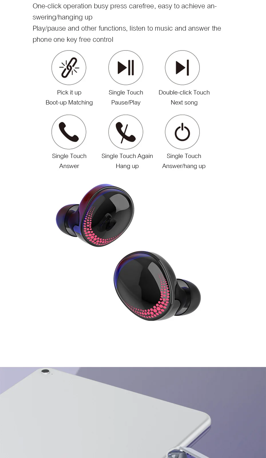 TWS Bluetooth 5,0 наушники настоящие Спортивные Беспроводные Наушники дисплей сенсорный контроль 8D стерео наушники Водонепроницаемая гарнитура для телефонов
