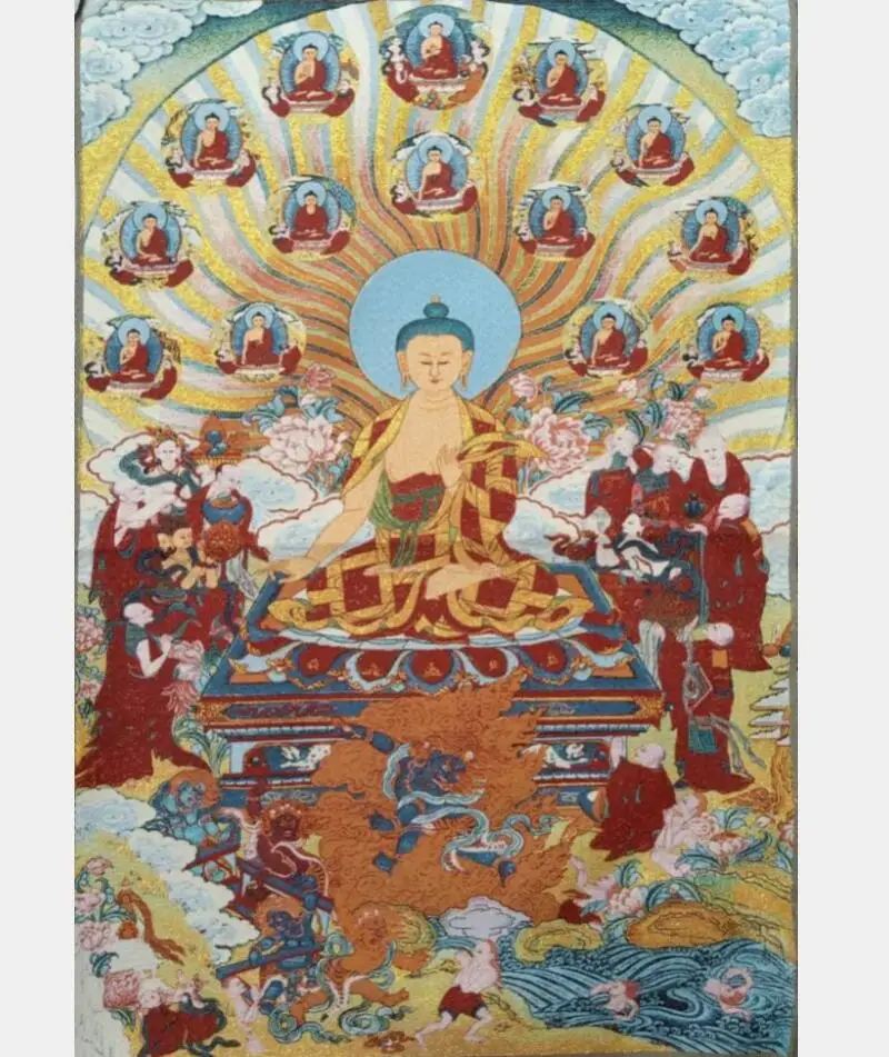 

China archaize Tibetan Buddha embroidery Hanging Images crafts