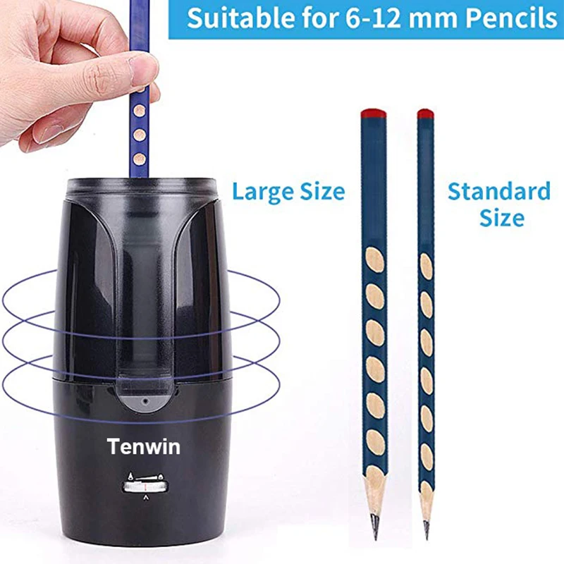 

Tenwin Large Automatic Electric Pencil Sharpener Heavy Duty Stationery For Colored Pencils Mechanical USB For Children Artists
