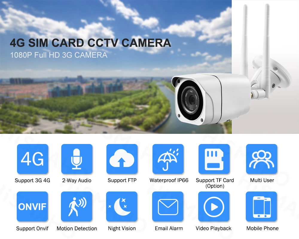 4G 1080P Wifi IP камера 3g SIM карта наружная беспроводная камера видеонаблюдения CCTV цилиндрическая Мини HD Водонепроницаемая P2P SD карта