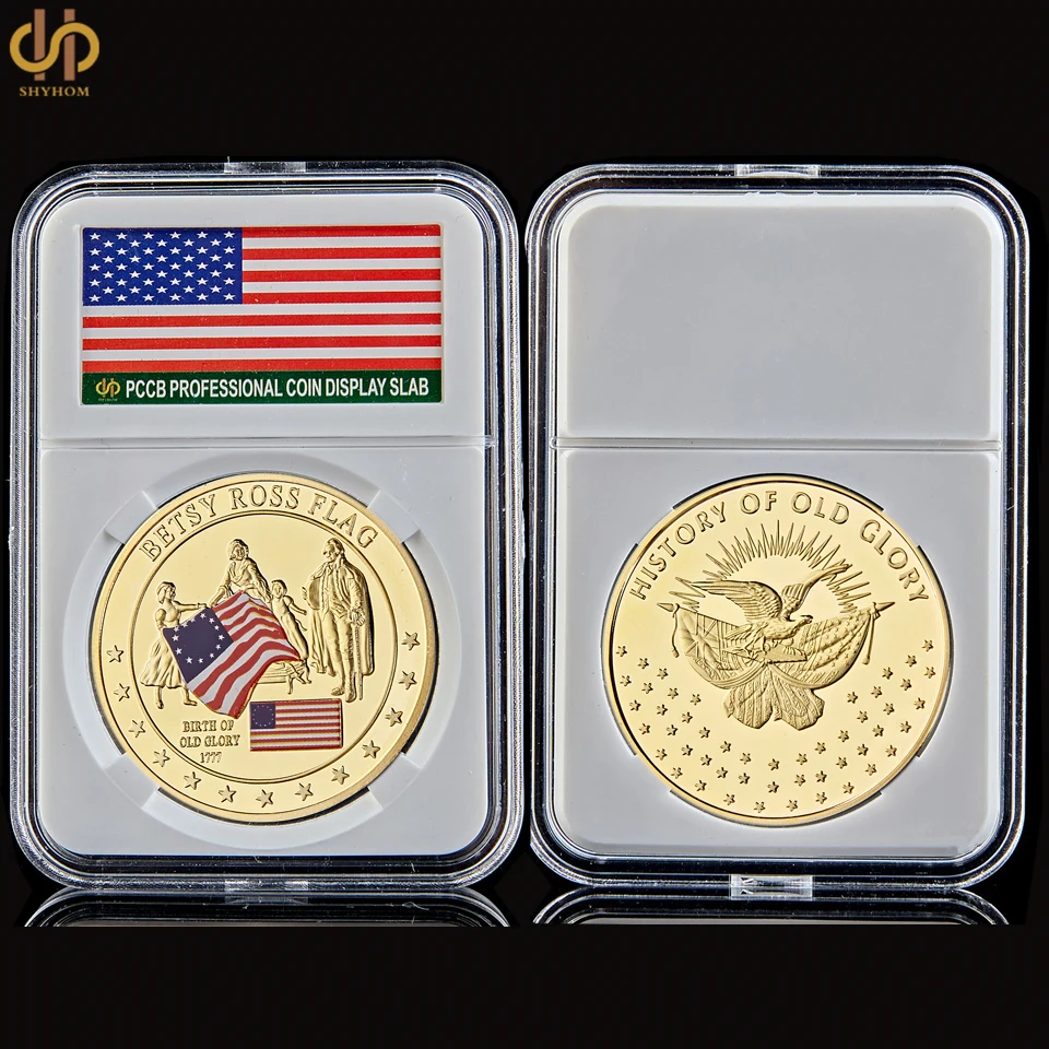 

Флаг Бетси Росса, США, золото/серебро, памятная история старой славы, монета с дисплеем PCCB