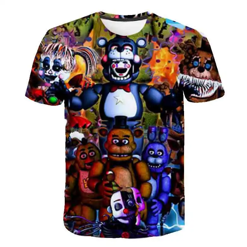 Детская футболка от 3 до 14 лет с 3D принтом Five Nights at Freddys модные футболки короткими