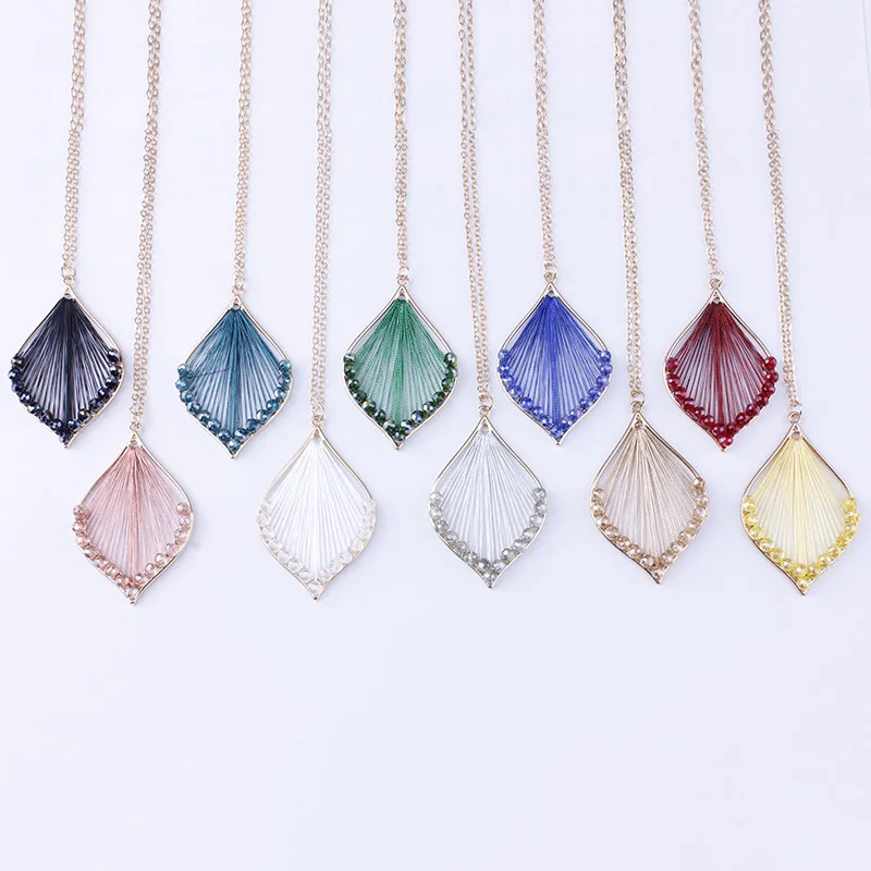 

Gold Border Crystals Beads Lace Teardrop Drops Necklaces Arrowhead Pendant Long Chain Elegant Jewelry Inspired Design Wholesale