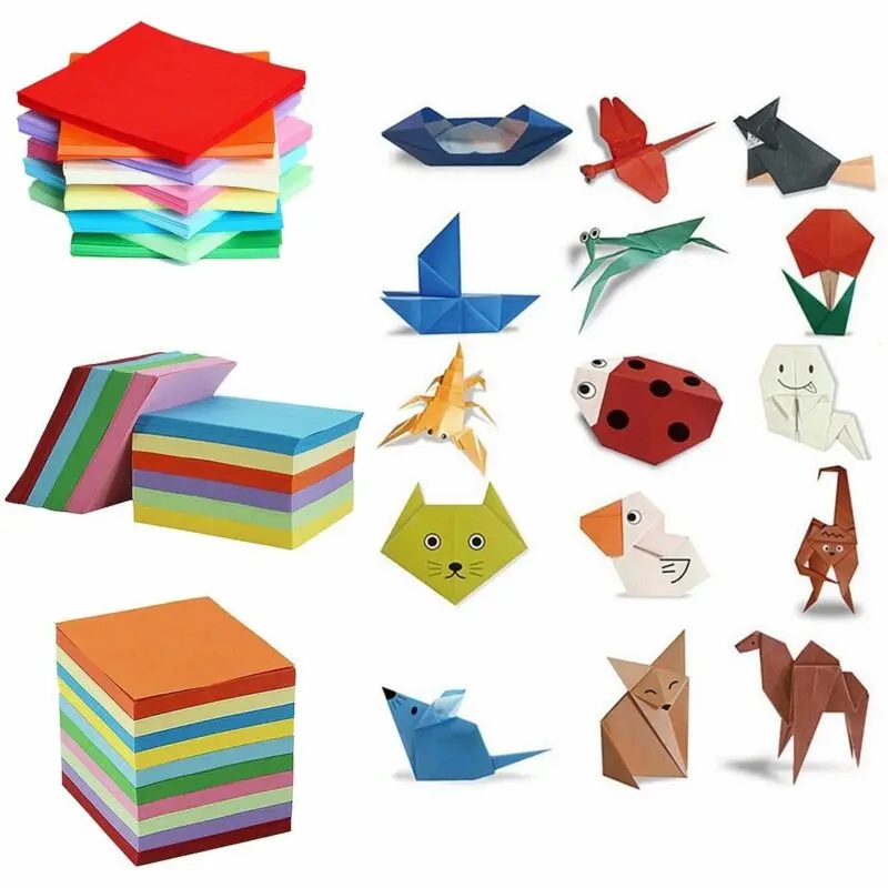 

200pcs Square Origami Paper Double Sides Solid Color Folding Paper Multicolor Handmade DIY Scrapbooking Craft Decor