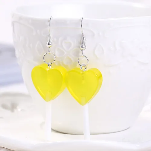 Transparent yellow 1 пара, женские серьги, полимерные, ремесло, конфеты, леденец, bff, дружба, Висячие серьги для женщин, детей, ювелирные изделия - Окраска металла: Transparent yellow