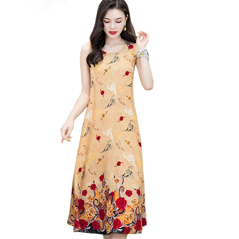 Новинка лета 2020 женское платье Свободное длинное в стиле ретро без рукавов с