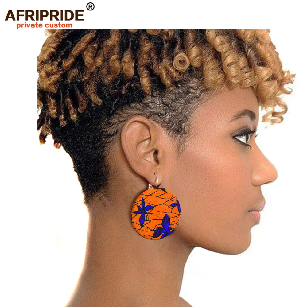

2019 African earring for women Metal+ankara fabric african fashion stud earrings print flower earrings jewelry AFRIPRIDEA1928002