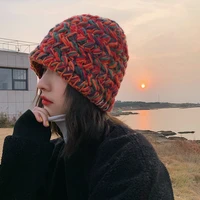 new winter knitted panama hat women fashion colour warm breathable bucket hats female outdoor basin hat fashion fishermans hat