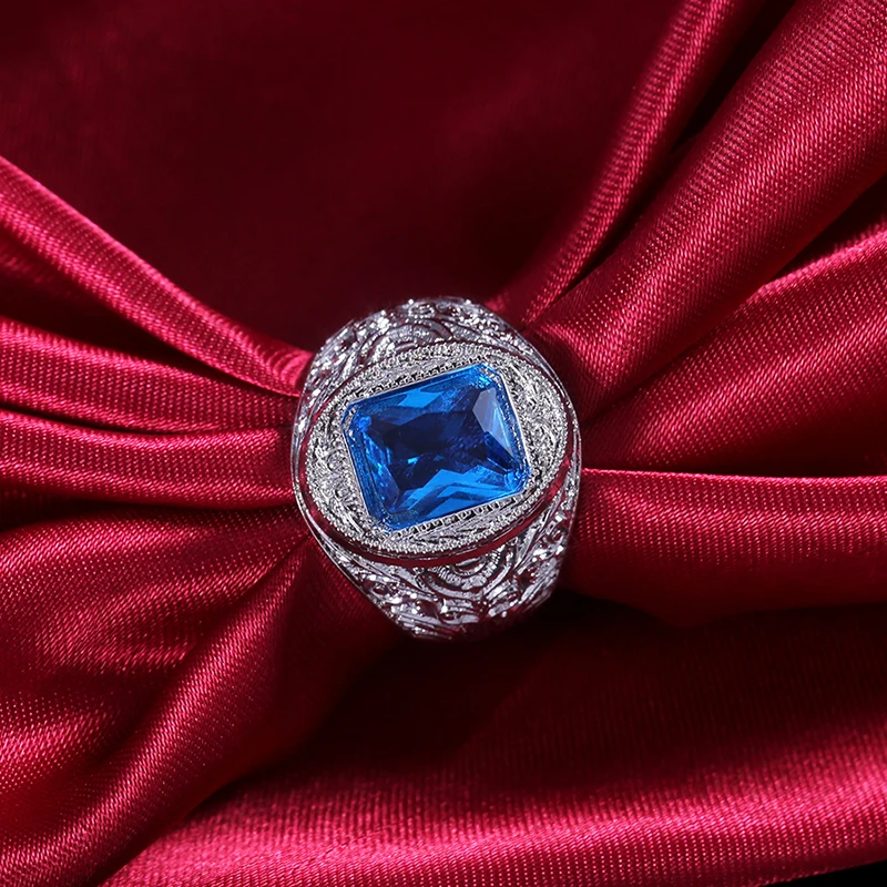 Huitan винтажные вечерние кольцо для женщин с солитерами темно синий кубический