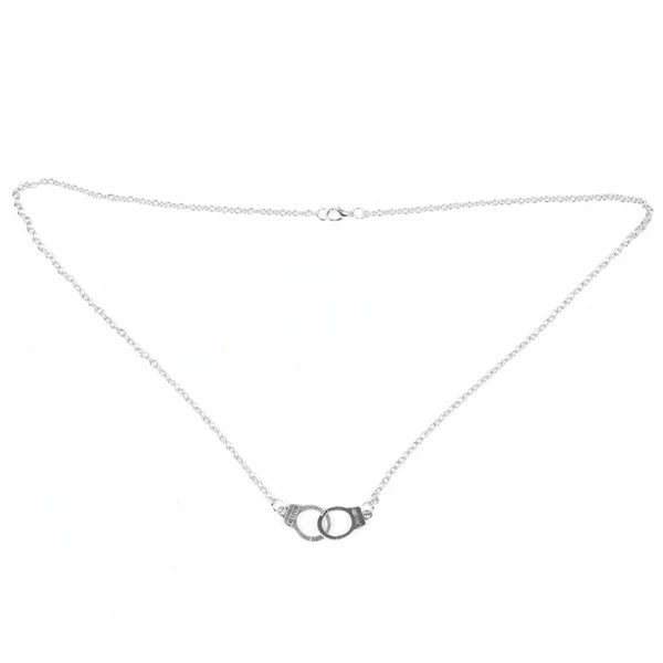 Серебряная цепочка с подвеска в виде наручников ожерелье|silver chain|chain with pendantsilver